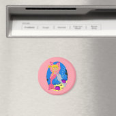 Ariel the Pink Merfaery and Dolphin Round Magnet (Insitu (Vaatwasser))