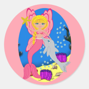 Ariel the Pink Merfaery and Dolphin Sticker