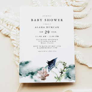 ARIEL Tropical Ocean Coral Manta Ray Baby shower Kaart