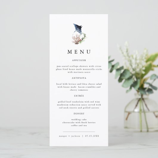 ARIEL Tropical Ocean Coral Manta Ray Beach Menu (Staand voorkant)
