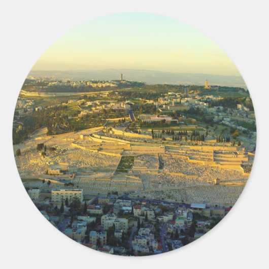 Ariel Uitzicht van de berg Olijven Jersalem Israel Ronde Sticker (Voorkant)