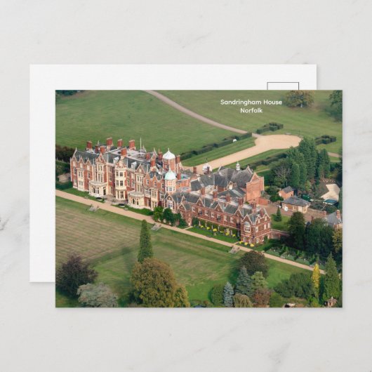 Ariel uitzicht van Sandringham House, Norfolk Briefkaart (Voorkant / Achterkant)