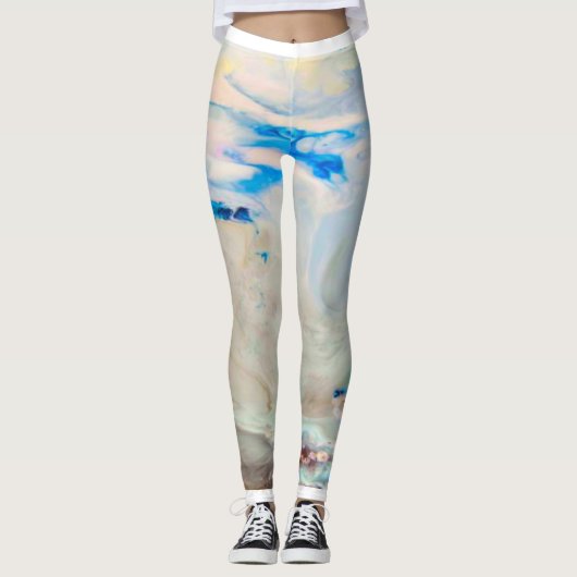 Ariel Winter Blauw Marmer Mode Leggings (Voorkant)