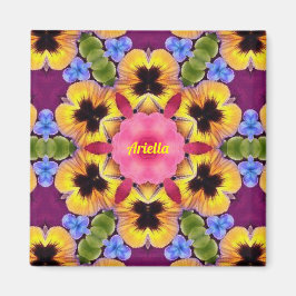 ARIELLA ~ Abstract Pansy ~ Roze Blauw Paars Geel Magneet