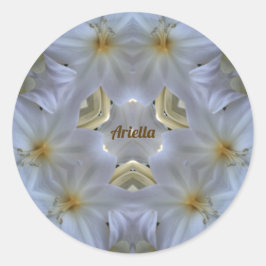 ARIELLA ~ EASTER LILY WHITE RELIGIOUS ~ RONDE STICKER