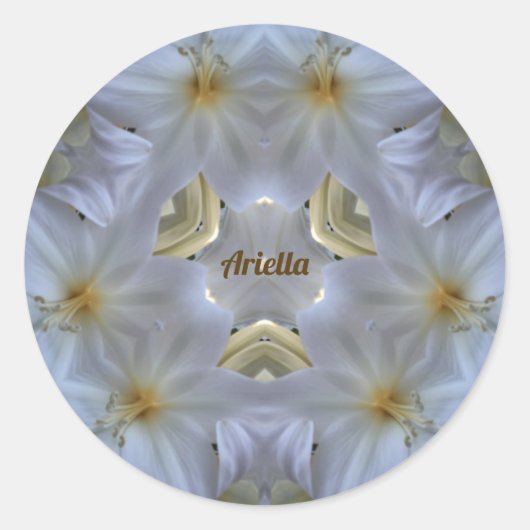 ARIELLA ~ EASTER LILY WHITE RELIGIOUS ~ RONDE STICKER (Voorkant)