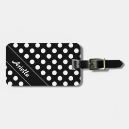 Ariella Name Sjabloon Elegant Black Big Polka Dots Bagagelabel