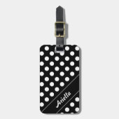 Ariella Name Sjabloon Elegant Black Big Polka Dots Bagagelabel (Voorkant verticaal)