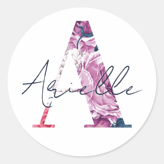 Arielle Naam Aangepaste Sticker Meisjes Label Flor (Voorkant)