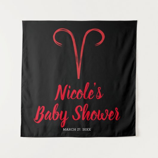 ARIËN Teken Rood Astrologie Dierenriem Feest Achte Wandkleed (Voorkant)