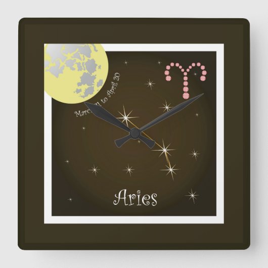 Aries 21 maart t/m 20 april Uhr Vierkante Klok (Voorkant)