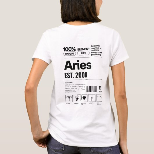 Aries aangepaste zodiac astrologie verjaardag apri t-shirt (Achterkant)