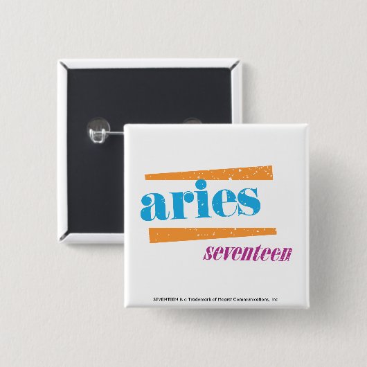 Aries Aqua Vierkante Button 5,1 Cm (Voorkant /achterkant)
