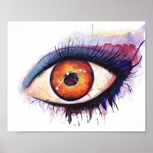 Aries Astrological Sign Waterverf Eye Poster (Voorkant)