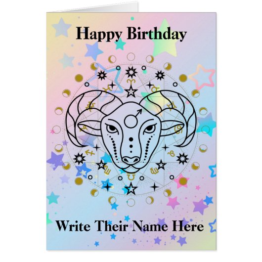 Aries Astrology Birthday Kaart 21-april 19 (Voorkant)
