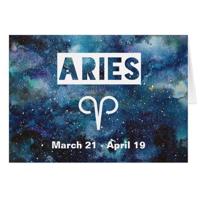Aries Astrology Blue Waterverf Galaxy Birthday (Voorkant Horizontaal)