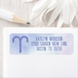 Aries Astrology Sign Paars Birthday Party Etiket