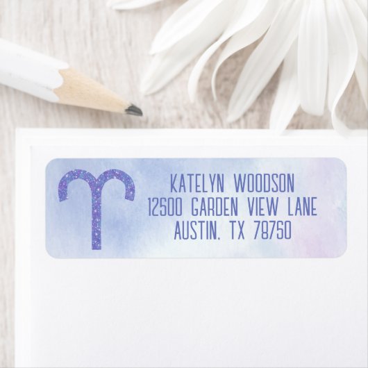  Aries Astrology Sign Paars Birthday Party Etiket (Insitu)