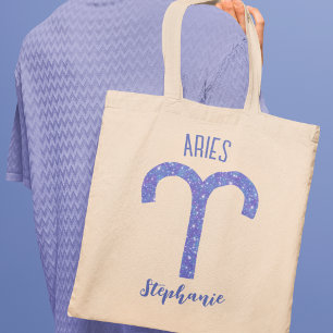 Aries Astrology Sign Paars Personated Tote Bag