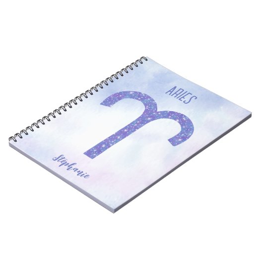  Aries Astrology Sign Speciaal Paars Notitieboek (Linkerzijde)