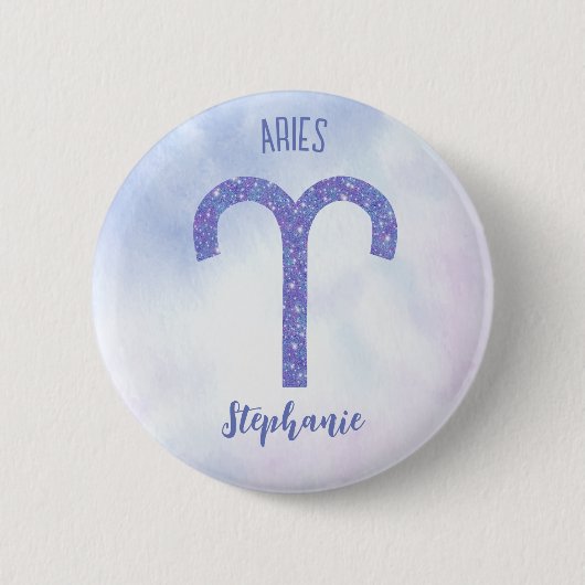  Aries Astrology Sign Speciaal Paars Ronde Button 5,7 Cm (Voorkant)