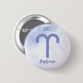  Aries Astrology Sign Speciaal Paars Ronde Button 5,7 Cm (Voorkant /achterkant)