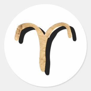 Aries astrology zodiasymbool goudzwart zwart ronde sticker