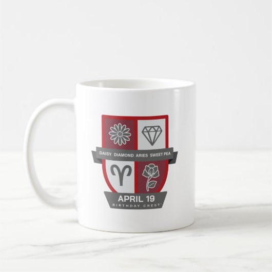 Aries Birthday Crest™ for April 1-19 Mug Koffiemok (Links)