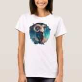 Aries Blauwgroen en Tan Waterverf Zodiac T-Shirt (Voorkant)