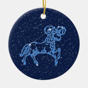 Aries Constellation and Zodiac Sign with Stars Cer Keramisch Ornament