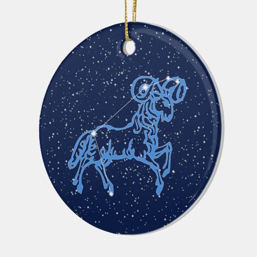 Aries Constellation and Zodiac Sign with Stars Cer Keramisch Ornament (Links)