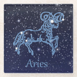 Aries Constellation and Zodiac Sign with Stars Glazen Onderzetter