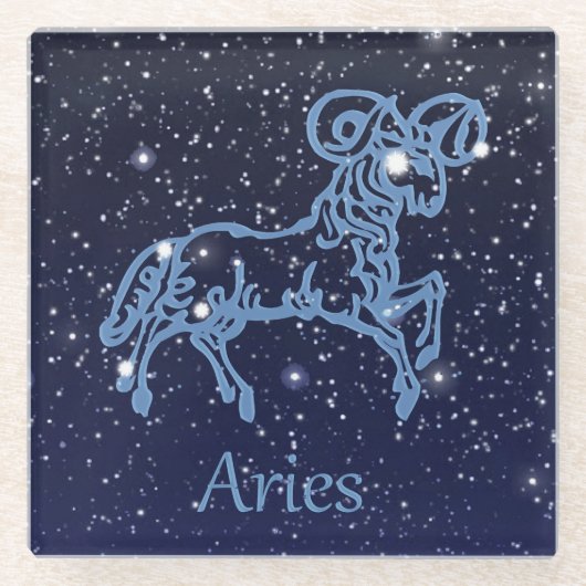 Aries Constellation and Zodiac Sign with Stars Glazen Onderzetter (Voorkant)