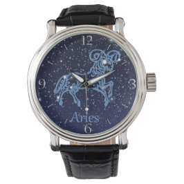 Aries Constellation and Zodiac Sign with Stars Horloge