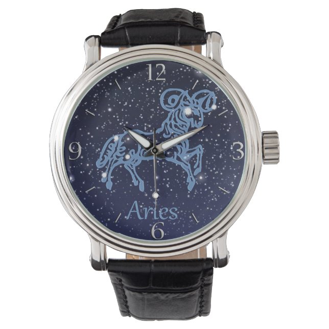 Aries Constellation and Zodiac Sign with Stars Horloge (Voorkant)