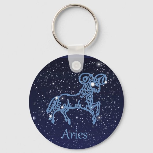 Aries Constellation and Zodiac Sign with Stars Key Sleutelhanger (Voorkant)