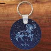 Aries Constellation and Zodiac Sign with Stars Key Sleutelhanger (Voorkant)