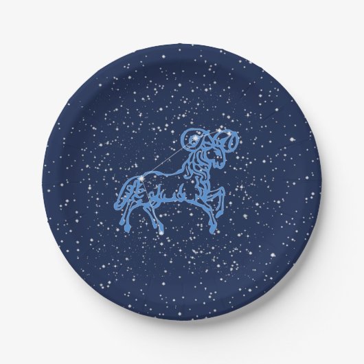 Aries Constellation and Zodiac Sign with Stars Papieren Bordje (Voorkant)