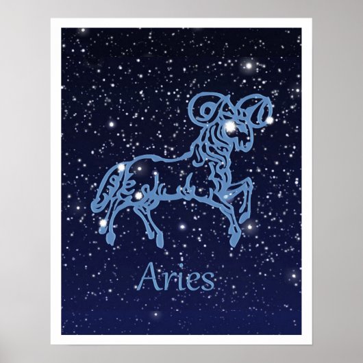 Aries Constellation and Zodiac Sign with Stars Poster (Voorkant)
