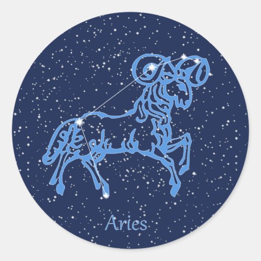 Aries Constellation and Zodiac Sign with Stars Ronde Sticker (Voorkant)
