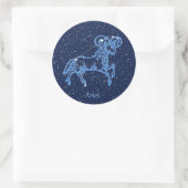 Aries Constellation and Zodiac Sign with Stars Ronde Sticker (Tas)