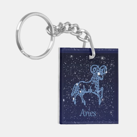 Aries Constellation and Zodiac Sign with Stars Sleutelhanger (Voorkant Links)