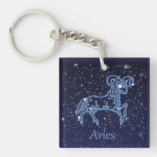 Aries Constellation and Zodiac Sign with Stars Sleutelhanger
