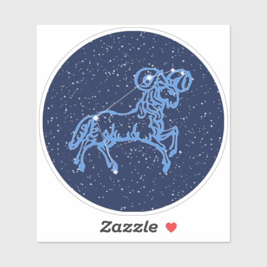 Aries Constellation and Zodiac Sign with Stars Sticker (Vel)