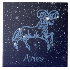 Aries Constellation and Zodiac Sign with Stars Tegeltje