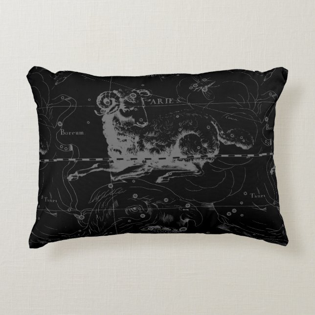 Aries Constellation Hevelius  op Black Accent Kussen (Voorkant)
