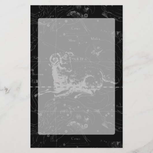 Aries Constellation Hevelius  op Black Briefpapier (Voorkant)