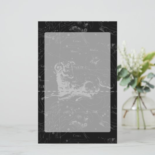 Aries Constellation Hevelius  op Black Briefpapier (Staand voorkant)