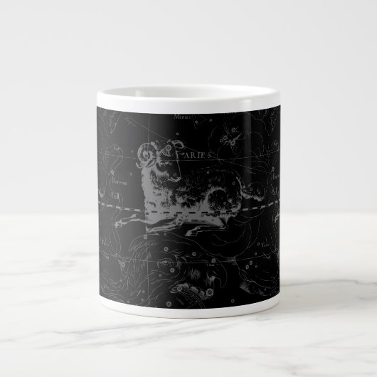 Aries Constellation Hevelius  op Black Grote Koffiekop (Voorkant)