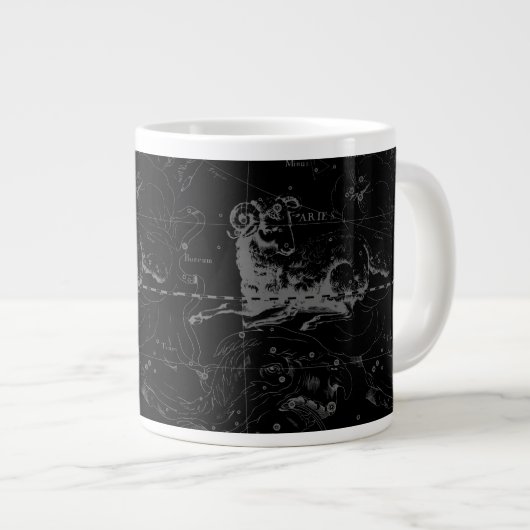 Aries Constellation Hevelius  op Black Grote Koffiekop (Voorkant rechts)